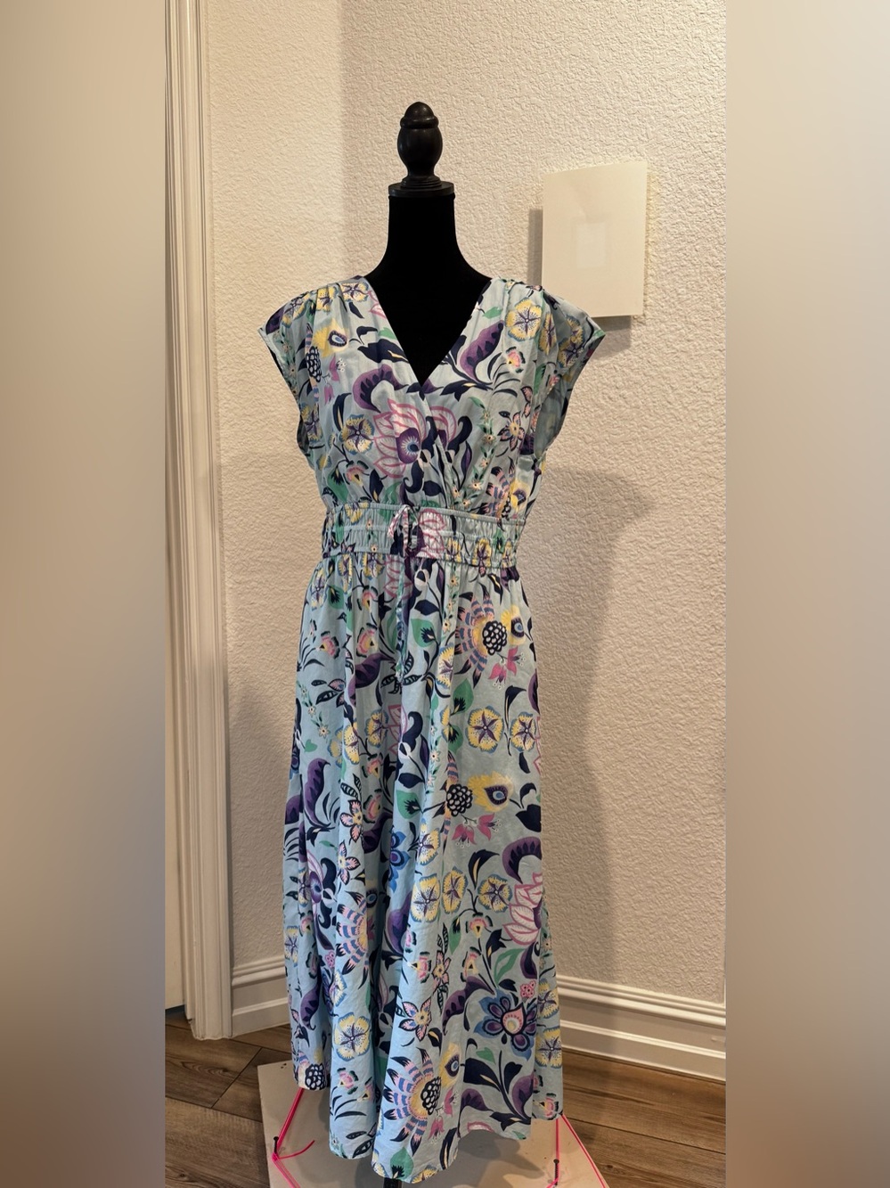 Talbots Voile Floral V-Neck Maxi Dress in Light Blue size 12 - Picture 1 of 6